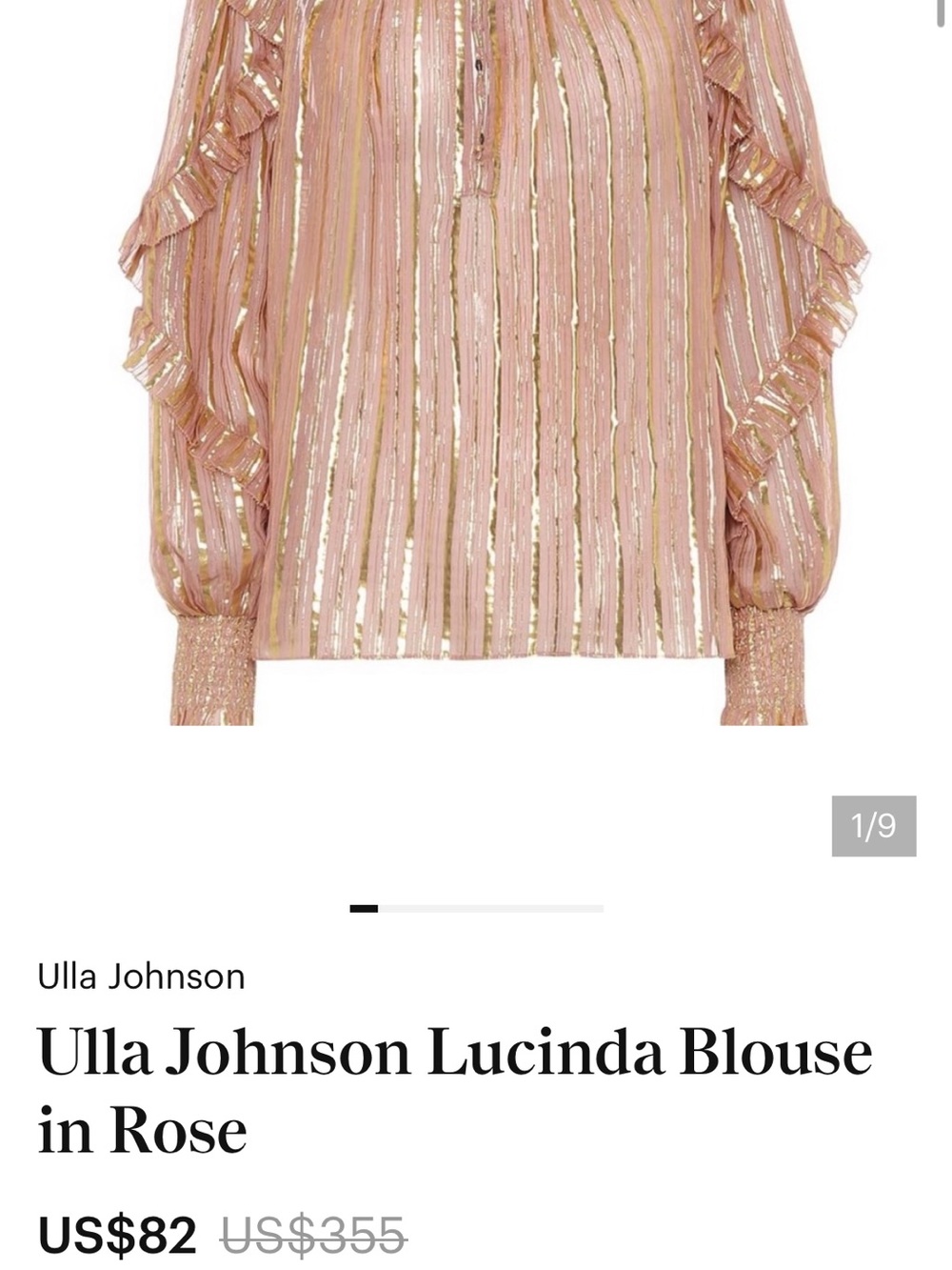Ulla Johnson Silk Blended Rose Blouse with Gold Stripes